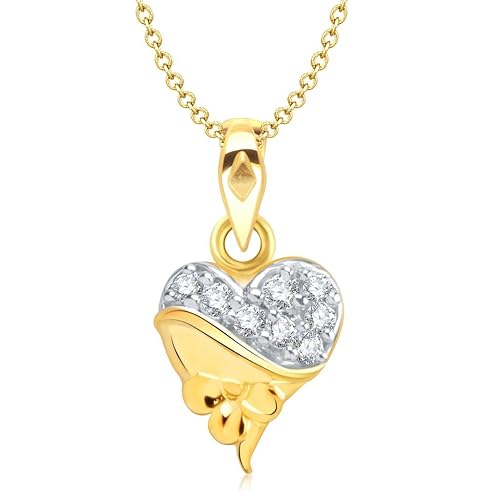 Vina Jewels Valentine Season of Love Heart Shape Gold and Rhodium plated Pendant - P1172G [VKP.