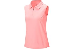 BGOWATU Women's Sleeveless Golf Polo Shirts 1/4 Zip Tennis Tank Tops with Collar UV Protection Quick Dry