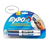 EXPO Magnetic Clip Eraser w/2 Markers, Fine, Black/Blue, 1 Set