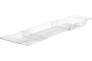 Zerodeko Plastic Bathtub Shelf Expandable Storage Tray Foldable Bathroom Rack for Tub Shower Soap Organizer