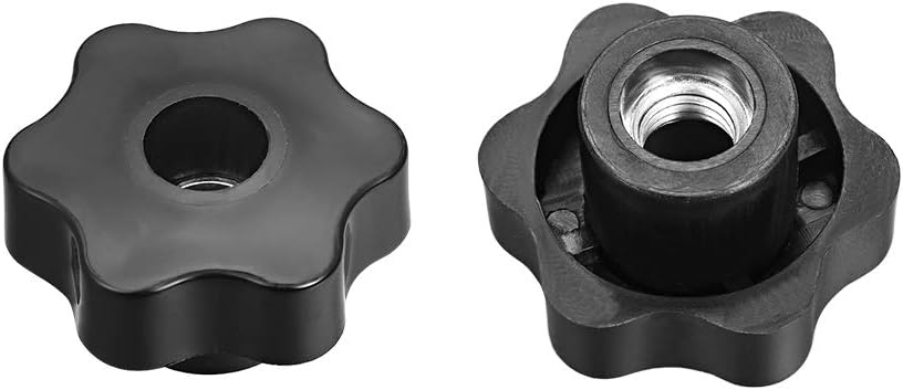 uxcell Clamping Handle Screw Knobs Handle M12 Threaded Through Hole Star-Shape 4pcs, Black - Image 4