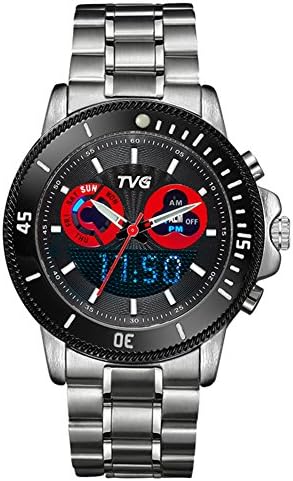 New Design TVG For Men Stainless Steel waterproof Dual Time Analog Digital Sports Wrist Watch Special Gift