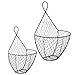MyGift Country Rustic Brown Metal Hanging Fruit Basket, Wall Mounted Chicken Wire Vegetables and Produce Bin, Kitchen Storage Baskets, Set of 2