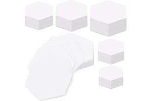 TLKKUE 600 Pieces Papers Piecing Hexagon Paper Piecing Template 6 Sizes White Quilting Template Hexagon Shape for Quilting, Sewing, Craft Ideas DIY