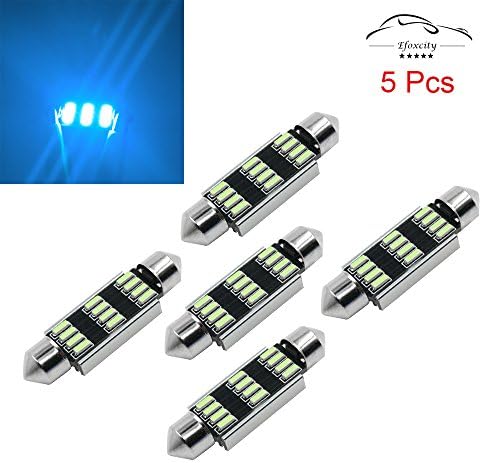 Efoxcity 12V 42mm 211-2 212-2 569 578 5-Pack Bright Ice blue Canbus Error Free LED Bulbs for Map Light dome Ligtht mirror Light License Plate Trunk Side Marker Courtesy light