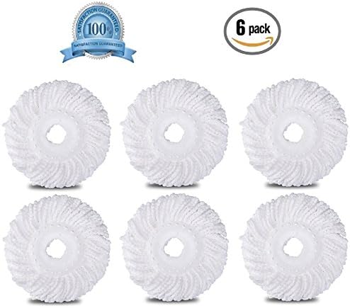 6 Replacement Mop Micro Head Refills Compatible With Hurricane For 360° Spin Magic Mop-Microfiber Replacement Mop Head For Hurricane Mopnado Hapinnex Goplus MopRite-Round Shape Standard Size