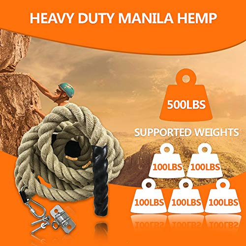 AJAFIT Gym Climbing Rope for Indoor or Outdoor Workouts Fitness