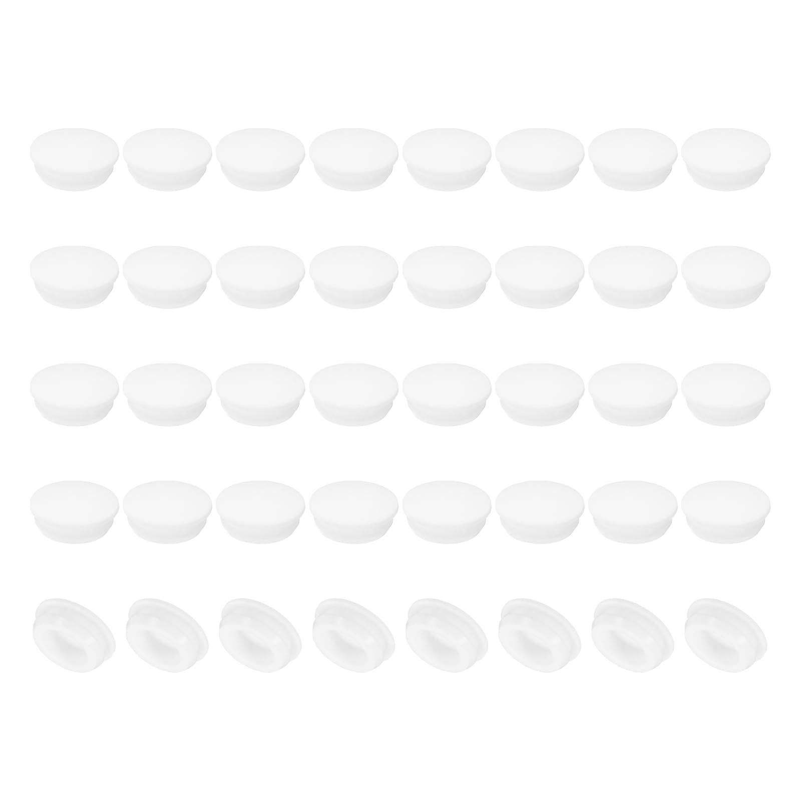 PATIKIL 15mm Diameter Silicone Hole Plug, 40 Pcs Round Snap in Type Locking Furniture Button Protective Cover Cap Head Fit for 14.5-15.5mm Hole for Seal Bulkhead Cylinder Hole, White