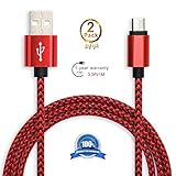 Android Charging Cable,Hankuke [2-Pack] Multi length and color Sturdy Nylon Fabric Braided High Speed Data Sync USB to Micro USB Cable (1m red)