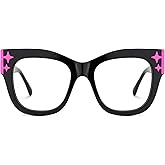 Zeelool Oversized Square Blue Light Glasses Acetate Frame for Women with Star ZJGA151789 Minfia