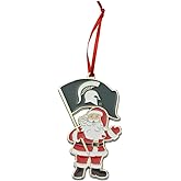 Michigan State Spartans (MSU) Santa Metal Christmas Ornament