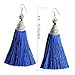 Me&Hz Blue Big Long Drop Earrings Generous Dangle Beaded Tassel Earring for Women Girls