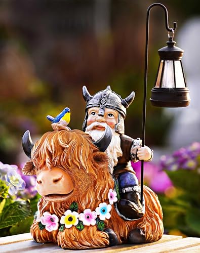 Vereemy Highland Cow Gnome Garden Statue