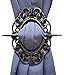 Set of 2 Decorative Curtain Holdbacks Window Curtain Tiebacks, Oval Antique, Bronze, Gold, Silver, Mahogany (Silver)