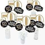 Adult 50th Birthday - Gold - Birthday Party Centerpiece Sticks - Table Toppers - Set of 15