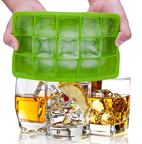 bedee Cubitera Hielo,2pcs Moldes para Cubitos de Hielo,Molde Silicona Sin BPA, para Congelarse Alimentos para Bebés, Cola,Cócteles Cola Whisky (Verde)