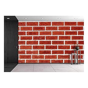 Brick Wall - Periodic Whites Line on Red Brick - Removable Wall Mural | Self-Adhesive Large Wallpaper - 66x96 inches