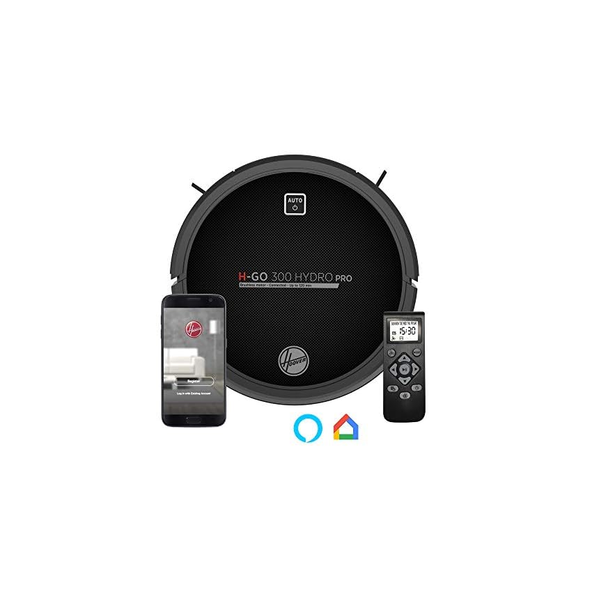 Hoover HGO330HC Hydro Pro – Robot aspirapolvere, aspira, spazza, lava e  passa il mocio, 2 depositi, Wi-Fi, connessione Alexa, autonomia 120 minuti,  telecomando e base di ricarica