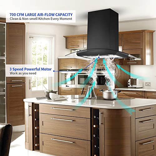 Island Range Hood 30 inch 700CFM, Kitchen Hood Ducted/Ductless
