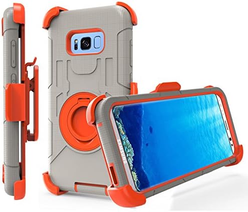 S8 Plus / Galaxy S8 Plus / Case,DIOS CASE(TM) Heavy Duty Rugged Hybrid Rubber Shockproof Hard Armor Cover with Swivel Belt Clip Holster Rotating Kickstand for Samsung Galaxy S8 Plus (Orange/Gray)