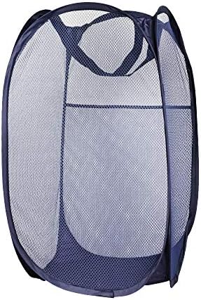 Green Convenience Strong Mesh Pop-up Laundry Hamper, Laundry Basket with Reinforced Carry Handles Collapsible for Storage and Easy to Open Great for The Kids Room, College Dorm or Travel Blue