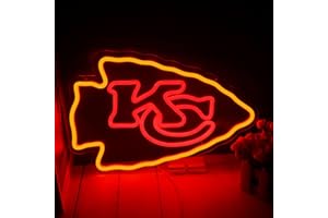 BUFANLI Football Rugby Sports Neon Sign Suitable for Chiefs KC Logo for Wall Decor USB Powered Dimmable Led Light Up Signs for Game Room Men Cave Home Bar Decor Birthday Xmas Gifts for Kids Fans
