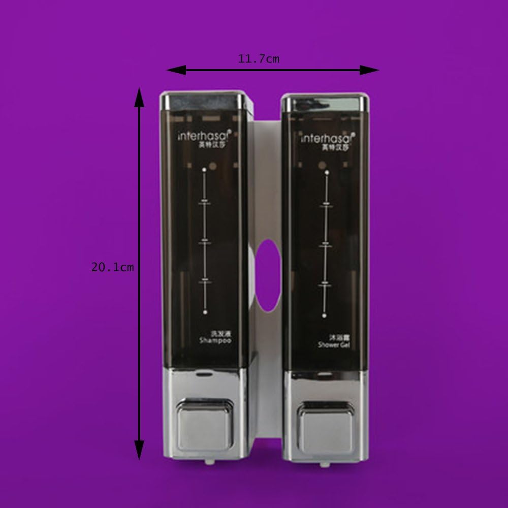 Cqq soap dispenser Wall-mounted Manual Double-headed Shower Gel Bottle Box To Soap Dispenser Hand Sanitizer ( Color : Double translucent chrome )
