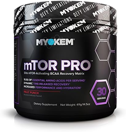 Myokem mTOR PRO Post / Intra Workout BCAA Amino Acid Supplement - Muscle Recovery Drink with BCAAs, EAAs, Leucine, Valine, Isoleucine, Electrolytes and More - Fruit Punch, 30 Servings