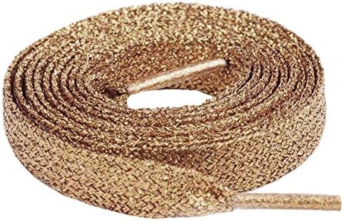 54" Premium Flat Colorful Fashion Sneakers Shoelaces ([Flat] 54 in. (140 cm), Champagne Gold [Glitter])