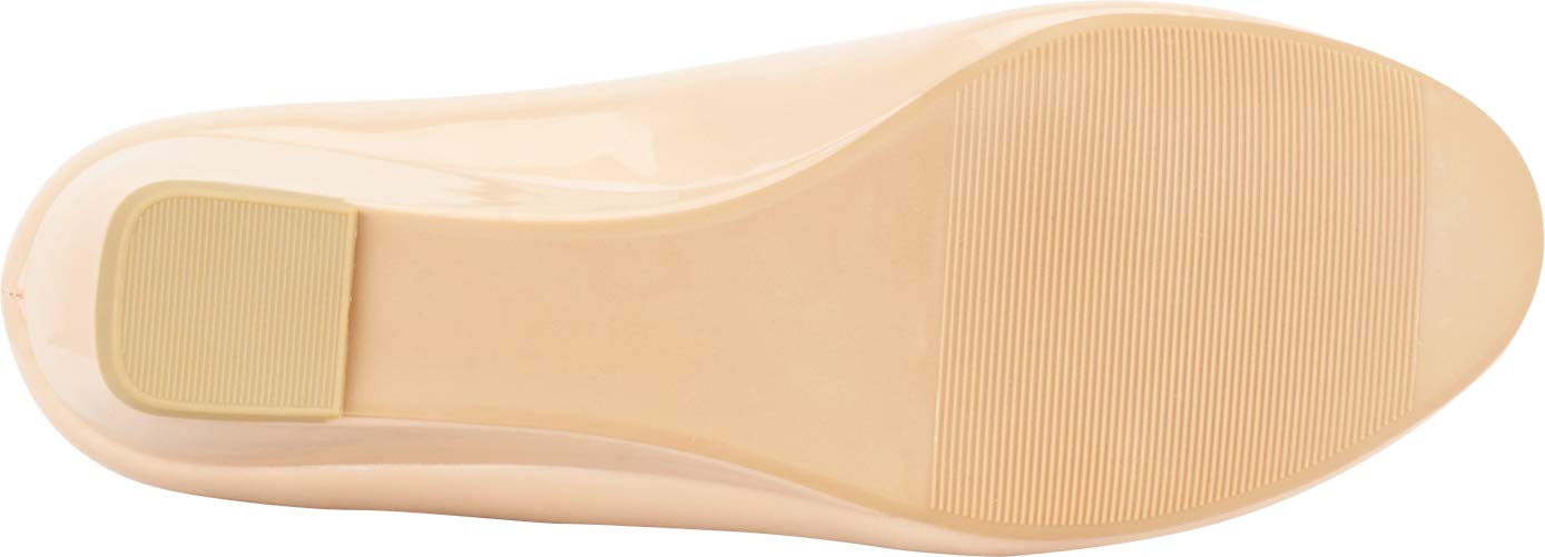 Cambridge Select Women's Round Toe Slip-On Chunky Low Wedge,7.5,Dark Beige Patent Pu - Image 4
