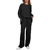 ETCYY NEW Lounge Sets for Women 2 Piece Outfits with Side Split Sweatshirt Tops and Wide Leg Sweatpants