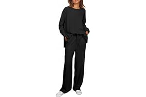 ETCYY NEW Lounge Sets for Women 2 Piece Outfits with Side Split Sweatshirt Tops and Wide Leg Sweatpants