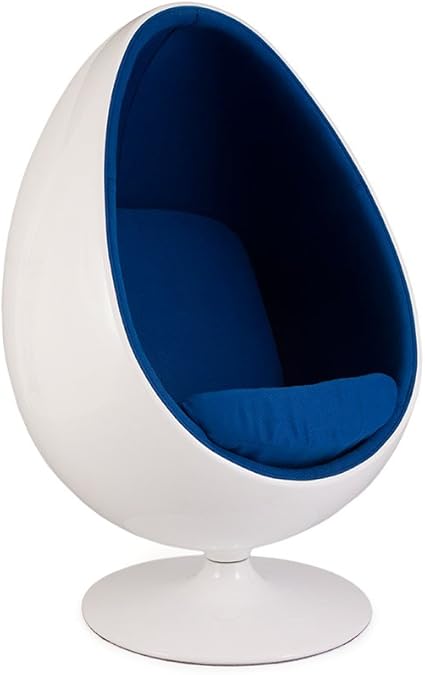 Amazon.com: Ovalia Egg Pod Chair Replica Mid Century Modern Lounge - White Shell (Blue): Kitchen 