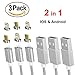 ZRSE 5th Lightning Braided Magnetic Cable USB & Data ,2 Head in With Android & iphone Micro USB Charging Cable for Samsung, HTC, LG, Sony And iPhone7/7 Plus 6/6s Plus 5s/5c/5 Models (Silver-3 pack) ¡­