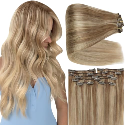 Full Shine clip in human hair extensions 18 Inch