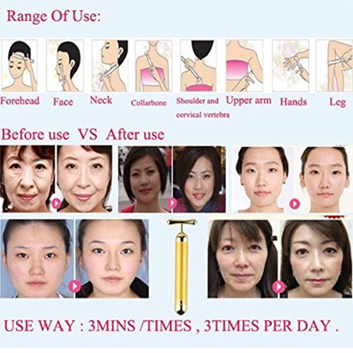 AnHua Waterproof Beauty Bar 24K Golden Anti-Aging PULSE SKIN CARE Gold Facial Roller Massage - Thumbnail 5