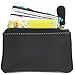 Leather Coin Purse Change Wallet Card Case Small Zip Bag For Men Women (Black)