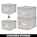 mDesign Large Soft Stackable Fabric Baby Nursery Storage Organizer Holder Bin Box with Front Window/Lid for Child/Kids Bedroom, Playroom, Classroom, Spira Collection, 6 Pack, Taupe/Natural