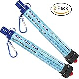 Portable Water Filter HuanLang 2000L Personal Water Purifier Straw Outdoor Survival Water Filtration kit 0.01 Micron Emergency Gear for Camping Hiking Traveling Family Life Backpacking (2PACK) (Blue)