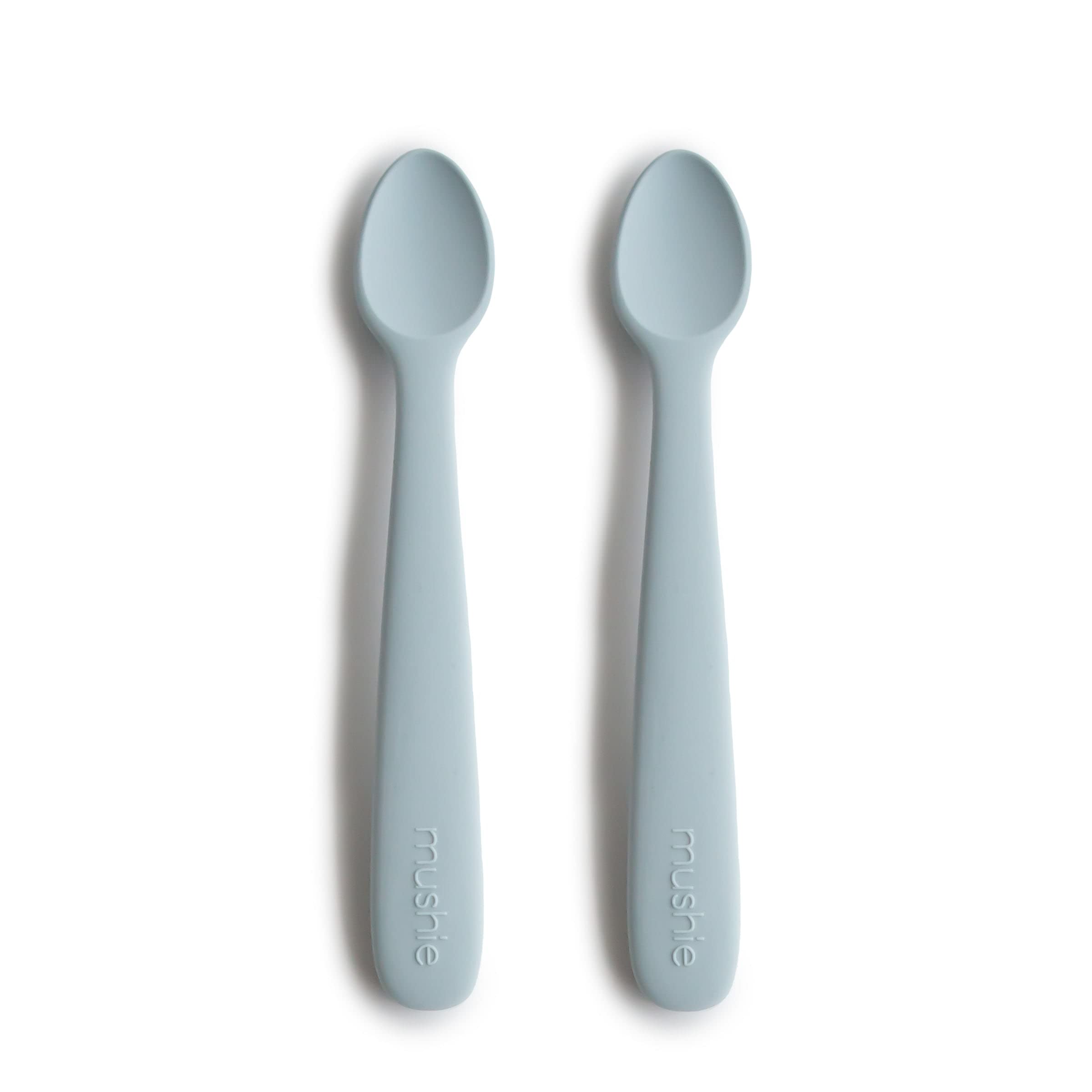 Mushie Baby Feeding Spoons | BPA-Free Silicone Spoons 2-Pack | Dishwasher Safe Durable Toddler Utensils | Powder Blue