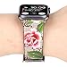 Luxury Leather Watch Band Strap Elegant Blooms Print Wristband Dressy Bracelet Compatible with 44mm 42mm Apple Watch Series 4/3/2/1 (Khaki/Pink)