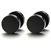 Screw Stud Earrings Men, Stainless Steel Cheater Fake Ear Plugs Gauges Illusion Tunnel