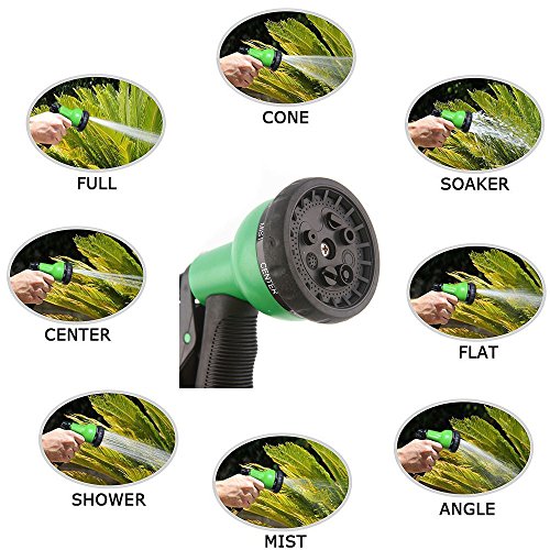 Garden Hose Expandable Water Hose - Improved New Design High Pressure Expanding 50 FT with 8 Spray Pattern Metal Nozzle Brass Connectors Double Latex Core, Heavy Duty for Wash Car Bike by Peatop