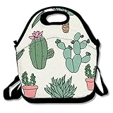 Custom Cactus Doodles Pattern Reusable Ziplock Crossbody Picnic Bag Design For Office Portable Lunch Box Cooler Back To School Lunch Bag Lunch Tote Bag Box For Boys Girls