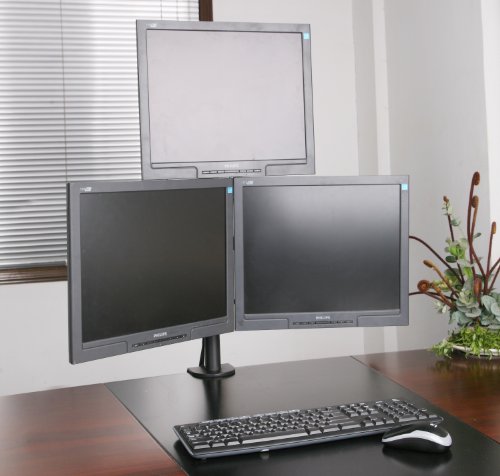 VIVO Triple Monitor Free Standing Desk Mount | Heavy Duty Fully - View #2