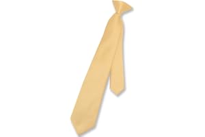 Vesuvio Napoli Boy's CLIP-ON NeckTie Solid GOLD Color Youth Neck Tie