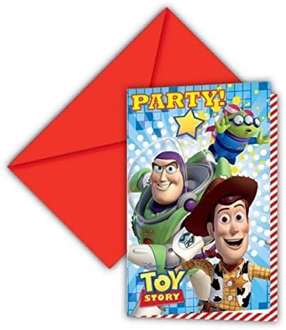 COOLMP Pack of 12 – 6 Invitations Toy Story Star Power – One Size – Party Accessories, Animation, Birthday, Wedding, Event, Toy, Ball