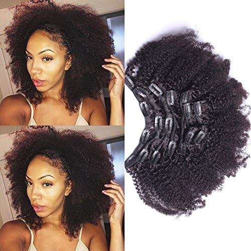 12inch Afro Kinky Curly Clip in Human Hair Extensions Brazilian Virgin Hair 4C Kinky Curly Human Hair Clip in 7Pcs 120g/Set