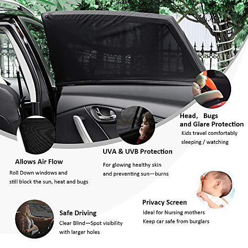 OneAmg Sonnenschutz Auto Baby + Auto Sonnenschutz Frontscheibe, Selbsthaftende Sonnenblenden für Kinder Autosonnenblende mit UV Schutz (2er Set), Sonnenblende Windschutzscheibe Sonnenblende Faltbare