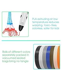 Filamento 3D para impresora de 0.069 in, paquete de 20 colores diferentes de recambio de lápiz 3D PLA de 0.069 in por color en total 660 pies lineales sin pegamento y no tóxico Filamento de impresión para niños sin olor recambio para creación 3D